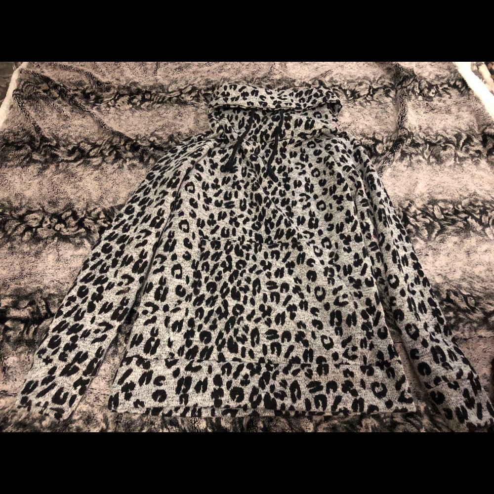 Leopard print cowel neck sweatshirt